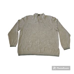 Eddie Bauer Men's Sweater Pullover Cotton 1/4 zip olive green Sz XL